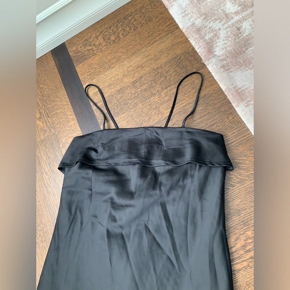 ESSENTIALS BY ABS Long Floor length Satin Black Gown Size 12 Brand New - Picture 2 of 13